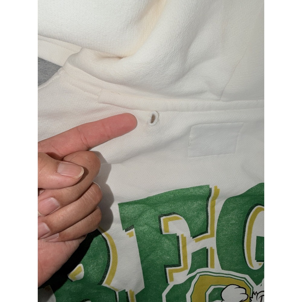 Hollister Unisex Hoodie Oregon Ducks Donald Duck M Cream Pullover Boxy Fit NCAA - Picture 7 of 8